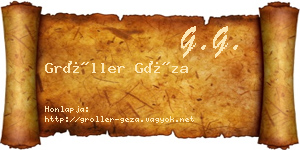 Gröller Géza névjegykártya